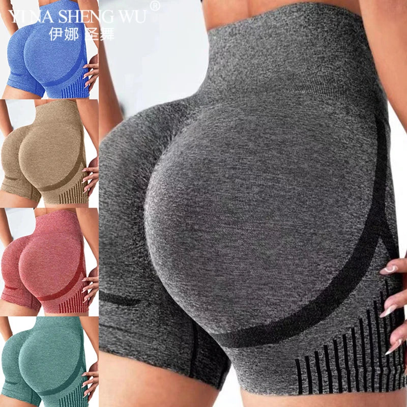 Fitted Yoga Shorts High Waist/ Workout Short’s Fitness Yoga/Lift Butt Fitness Ladies Gray Yoga Gym Running Short Pants Sportswear.