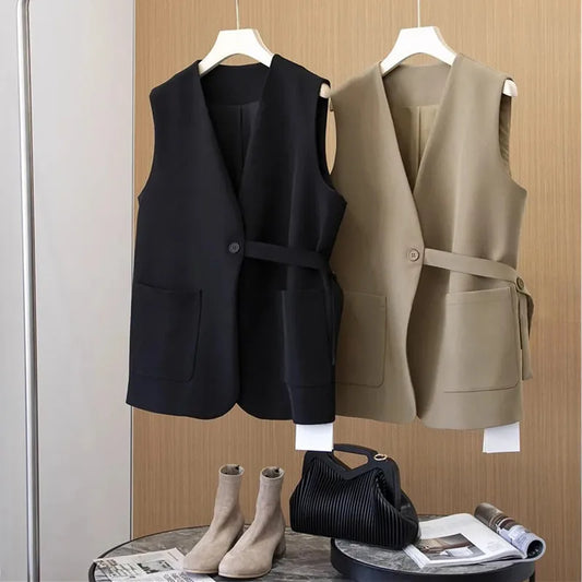 Ladies Vest Coat/ Autumn Sleeveless Comfortable Fashion Women's Suit Vest Versatile Loose Casual Lady Waistcoat.