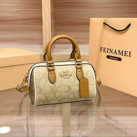 Luxury Monogram Mini Satchel Handbag with Top Handle & Crossbody Strap – Brown Designer-Style Women’s Bag