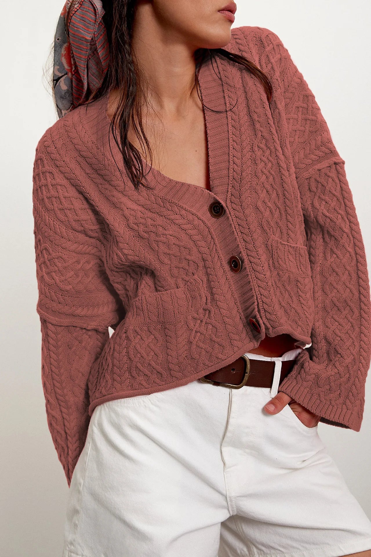 Comfy Knitted Short Sized Sweaters/Solid Cardigan Knit Jumpers/V~Neck Full Sleeved/Elegant Casual Coat Single Breasted Autumn Winter.