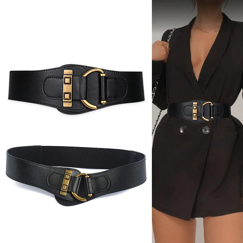 High Quality Luxury Female Waist/Stretch Cummerbunds Black Elastic/Corset Belt Big Dress Waistband.