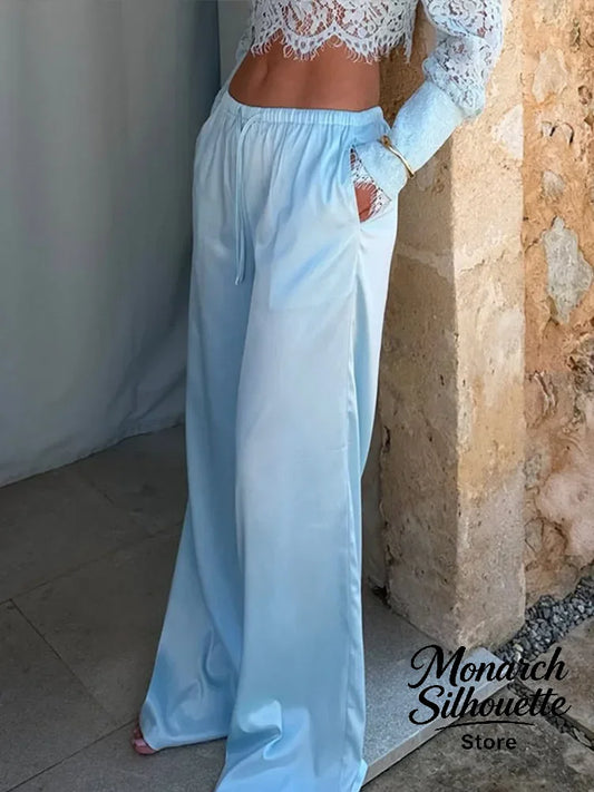 Timeless Lace Two-Piece Set | Elegant Cropped Lace Top & Wide-Leg Pants