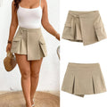 Trendy Vintage Double Pleated Skirt/Sexy Workwear Skirt/Fashion Trend Casual High Waist Wide Waist.