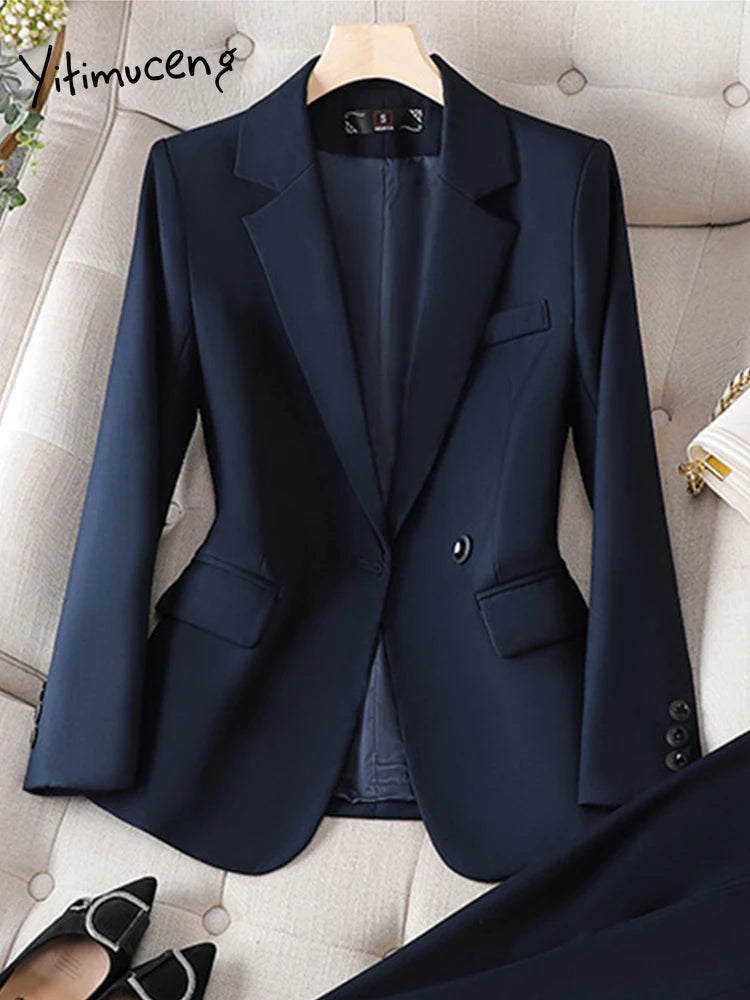 Tailored Long Sleeved Office Blazer/2 Piece Set’s/Elegant Fashion Chic Blazer With Above Knee Skirt.