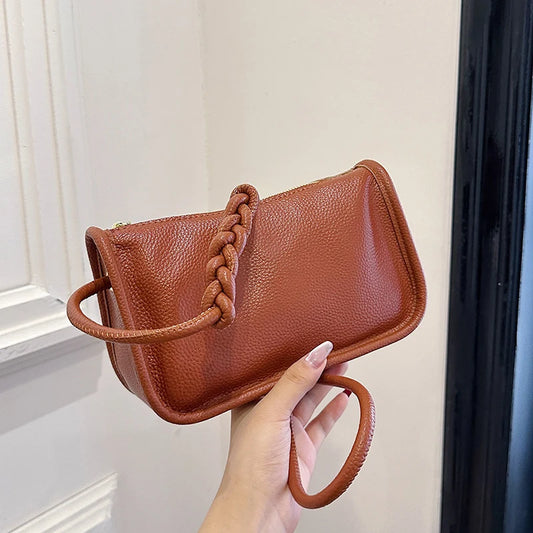 Modern Blend Boutique™ | Luxe Genuine Cowhide Leather Crossbody Bag – Premium Braided Strap Shoulder Purse for Women