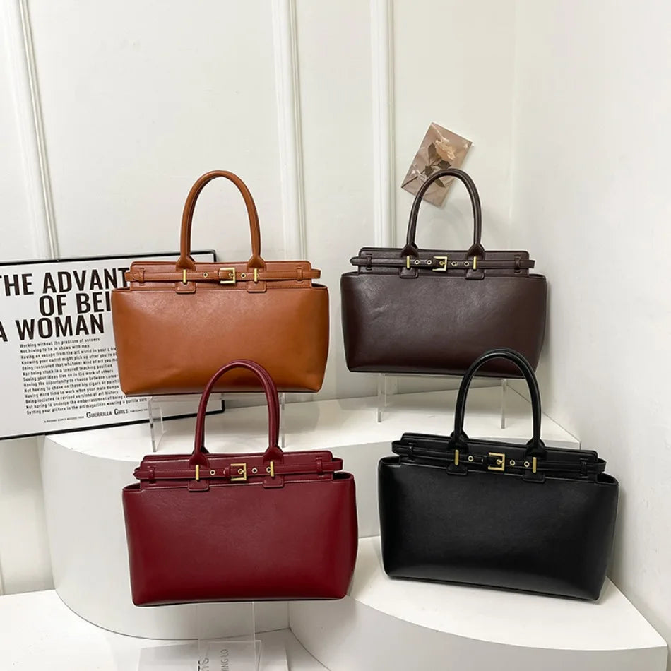 Luxury Large Capacity Tote Bag for Women – Elegant PU Leather Designer Work Handbag