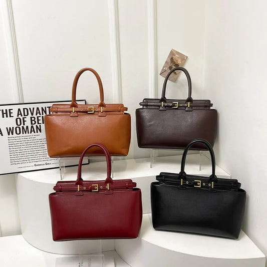 Luxury Large Capacity Tote Bag for Women – Elegant PU Leather Designer Work Handbag