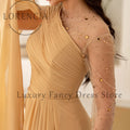 Elegant Sequined Pleated Women’s Dress/Cape One Shoulder/Sparkly Crystal Sleeves/ Straight Evening Party Gowns Customized.