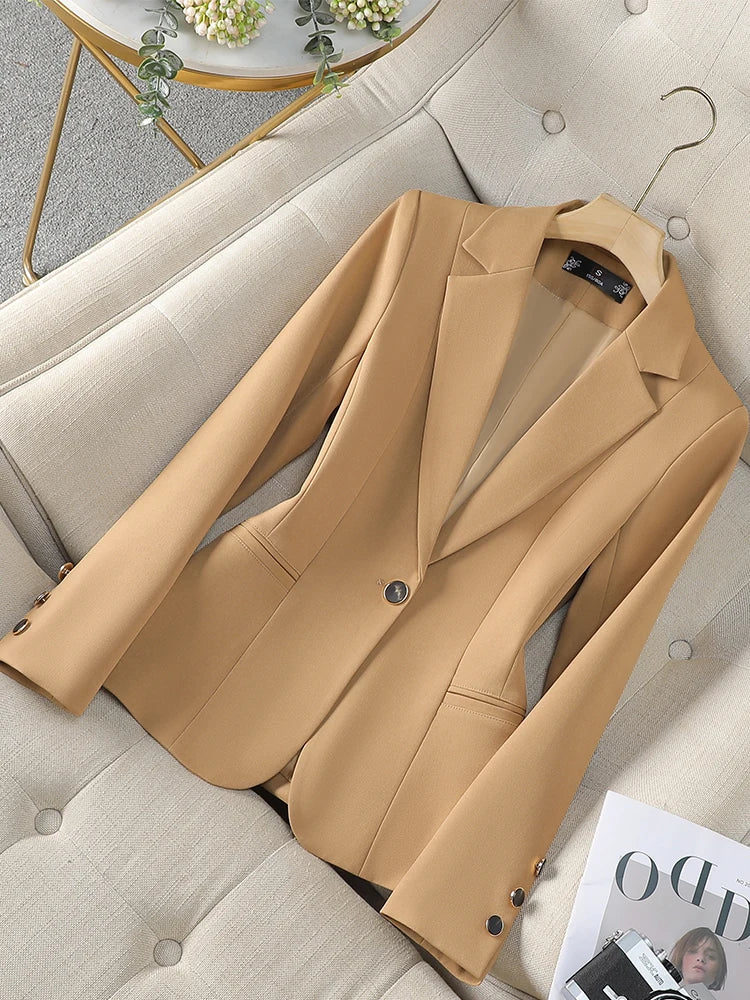 Women’s Tailored Slim Fit Blazer Jacket – Elegant Single Button Office Blazer for Business & Chic Workwear | Modern Blend Boutique