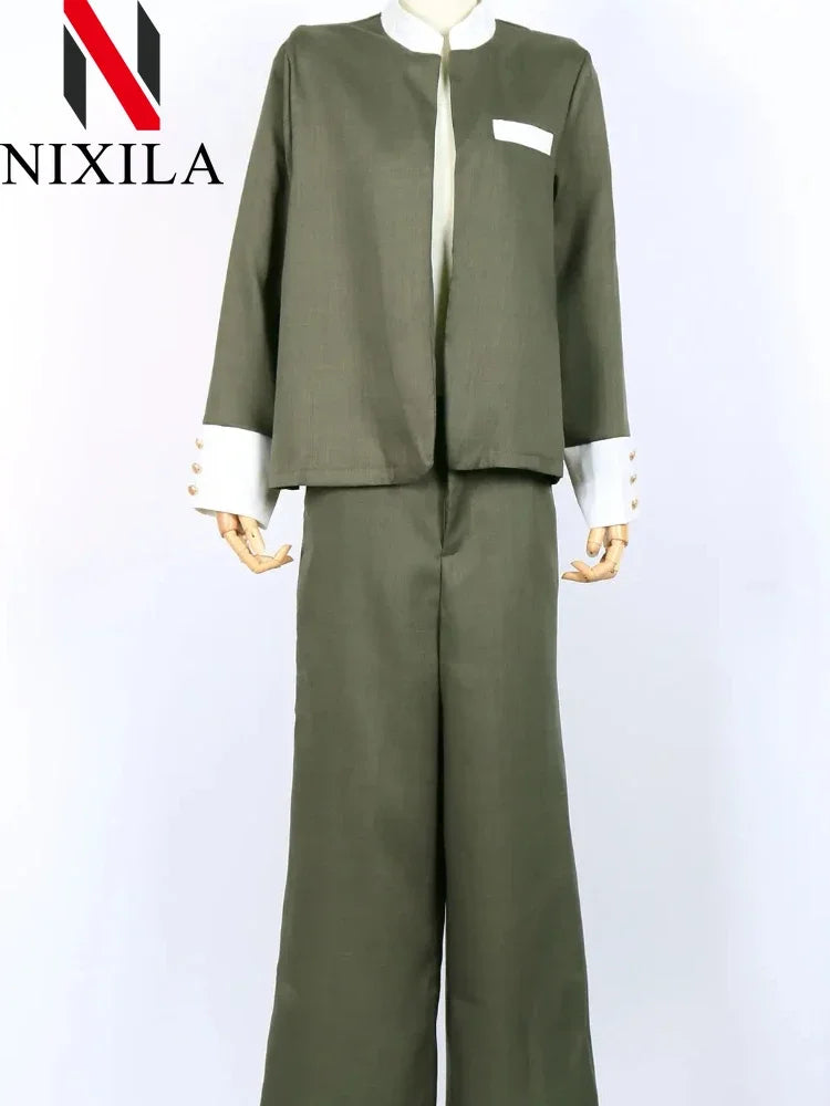 Autumn Pants Set’s/Two Piece Suit Elegant Women Blazer/Cardigan Stand Collar Coat Straight Two Piece Sets Womens Outifits.