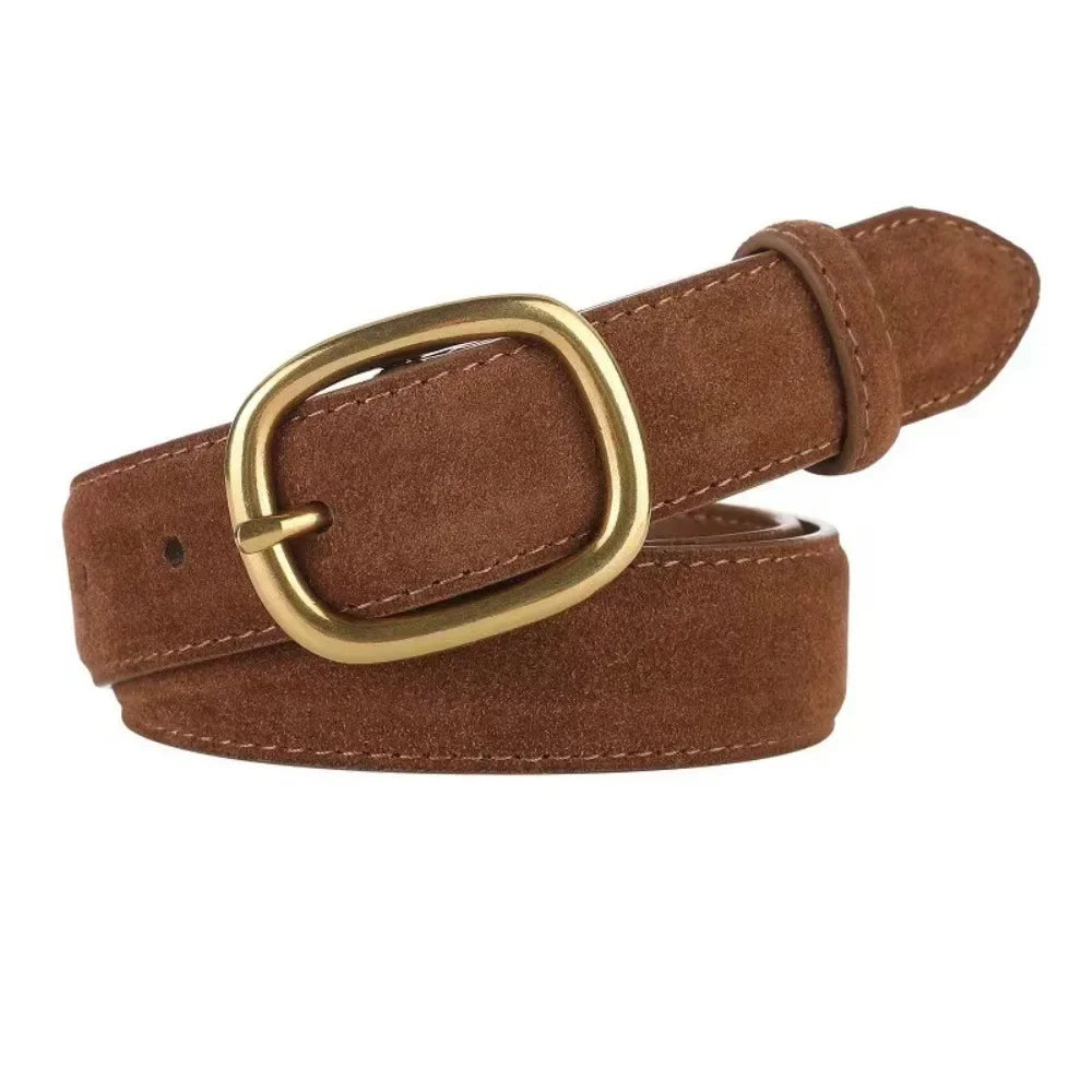 Women Luxury Design Suede Leather Belt Casual Versatile Business Waist Strap Trendy Trouser Dress Belts Gifts
