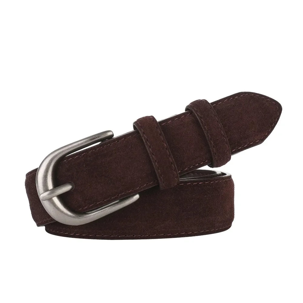 Women Luxury Design Suede Leather Belt Casual Versatile Business Waist Strap Trendy Trouser Dress Belts Gifts