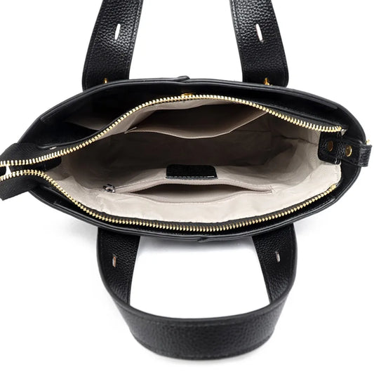 Timeless Black Leather Tote & Crossbody Bag for Everyday Style