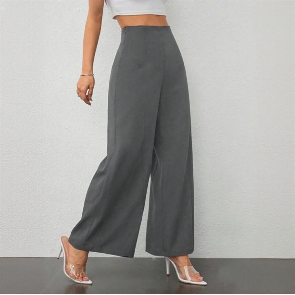 Fashioned Wide Leg Trouser’s/Non~Zipper Comfortable Fit/High Waist Pant’s/Slightly Stretched/Tatting Pattern Pant’s/Solid Colored Street Wear Clothing.