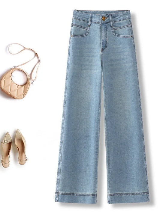💙 High-Waisted Slim Straight Wide-Leg Jeans | Timeless Everyday Denim