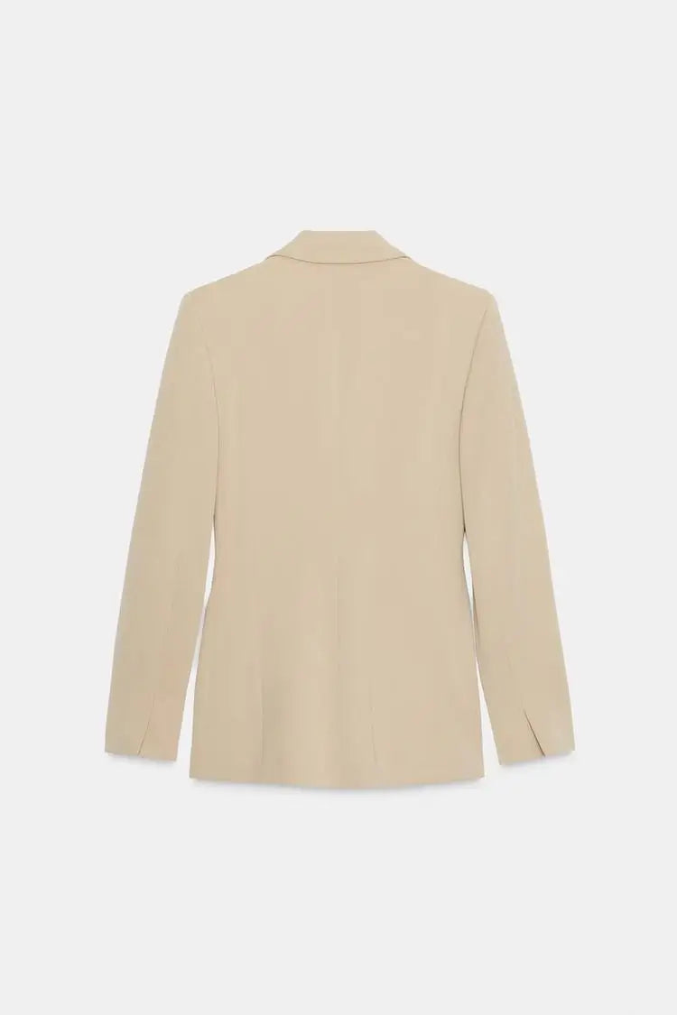 Timeless Tailored Shoulder Pad Blazer | Women’s Slim Fit Single Button French Suit Jacket | Office & Business Chic