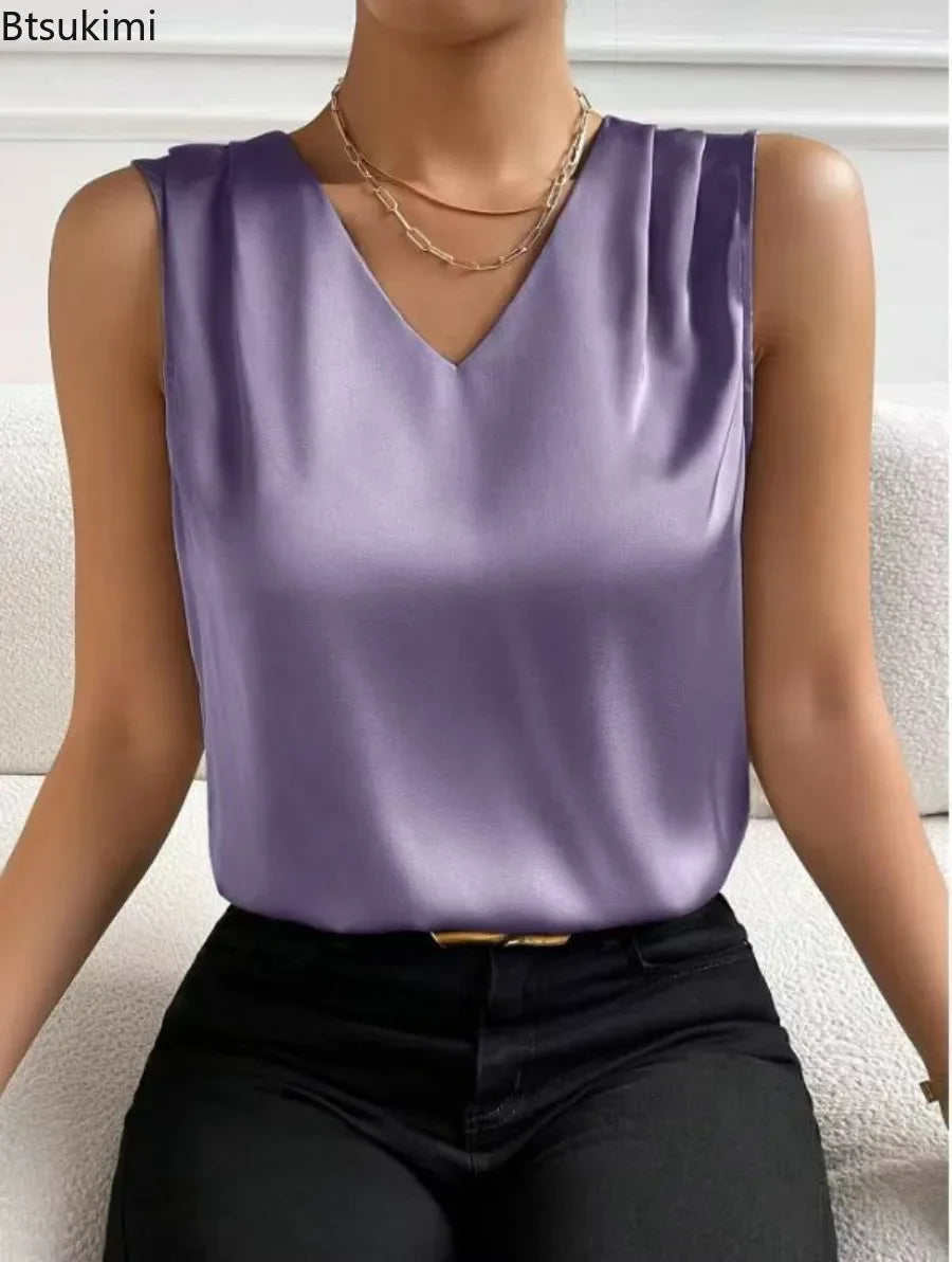 Elegant Tunic Shirts Top Blouses/ Elegant White Vintage Office Satin/ Silk Toned Basic Chiffon Blouse Top’s.