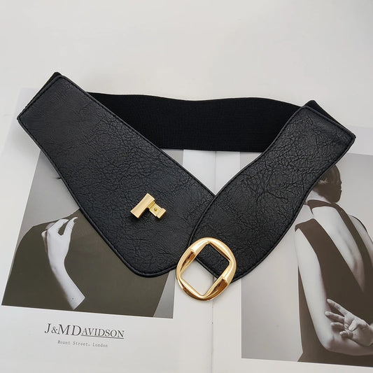 Wide Waist Cinch Belt for Women | Gold Buckle Elastic Corset Belt | Modern Blend Boutique