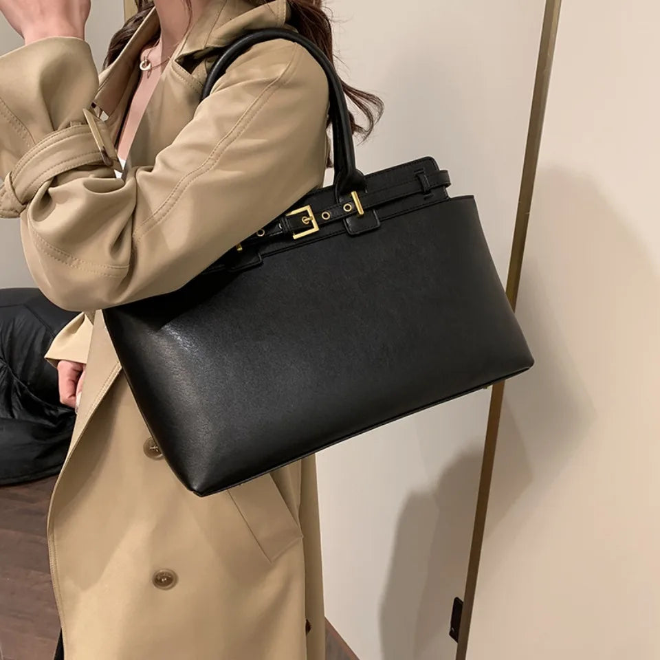Luxury Large Capacity Tote Bag for Women – Elegant PU Leather Designer Work Handbag