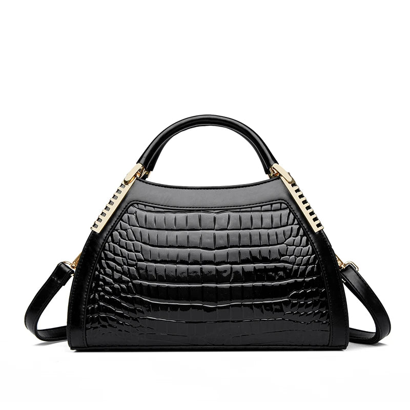 Alligator Patent Leather Shoulder Crossbody Hand Bags for/Luxury Designer Hobos Two Layers Sac.