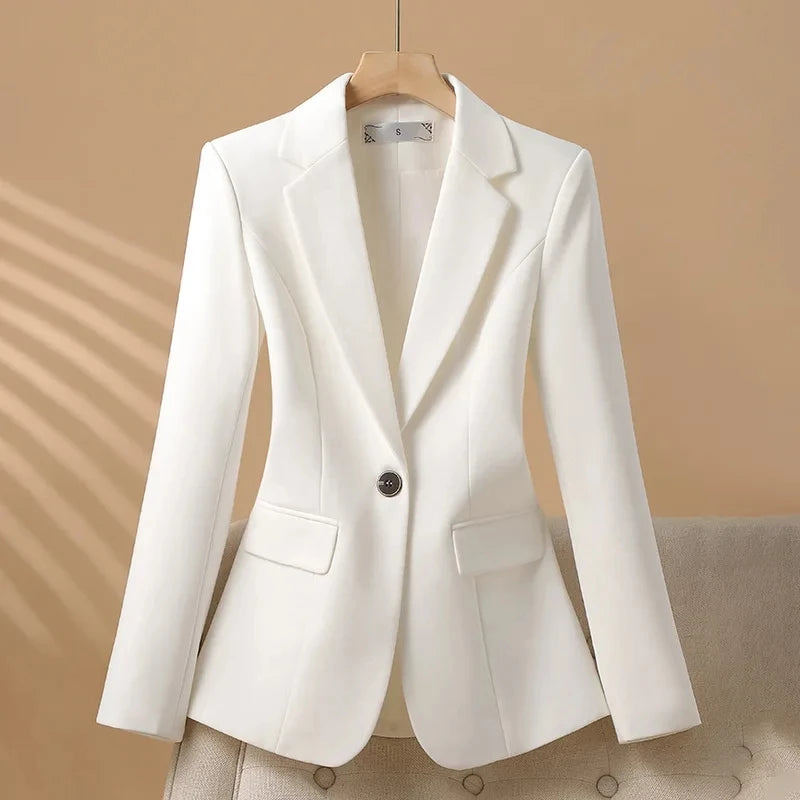 Women’s Sculpted Single-Button Blazer — Slim Fit Tailored Office Jacket