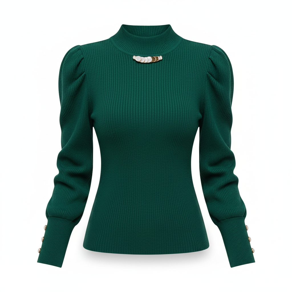 Elegant Solid Colored Button Sleeve Sweater’s/Women's Clothing/Autumn Winter Loose All-match Pullover’s.