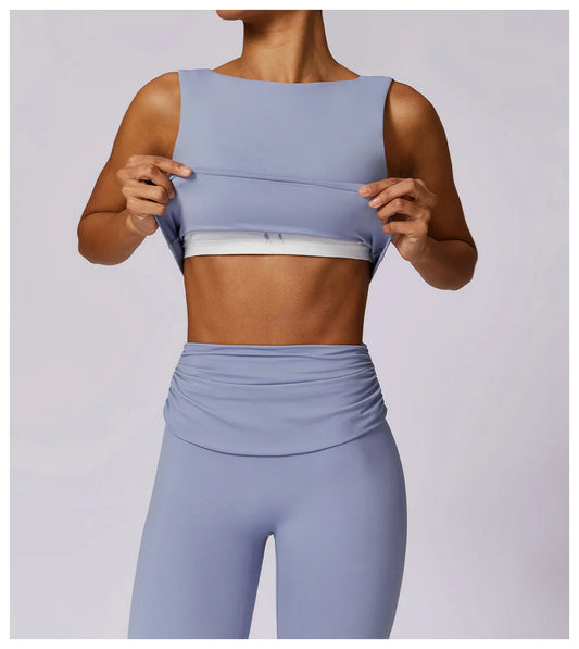 High-Waisted Flared Active Pants with Sculpting Fit – Neutral Beige