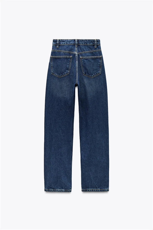 Women’s High-Waisted Straight-Leg Jeans – Classic Relaxed Fit Denim Pants