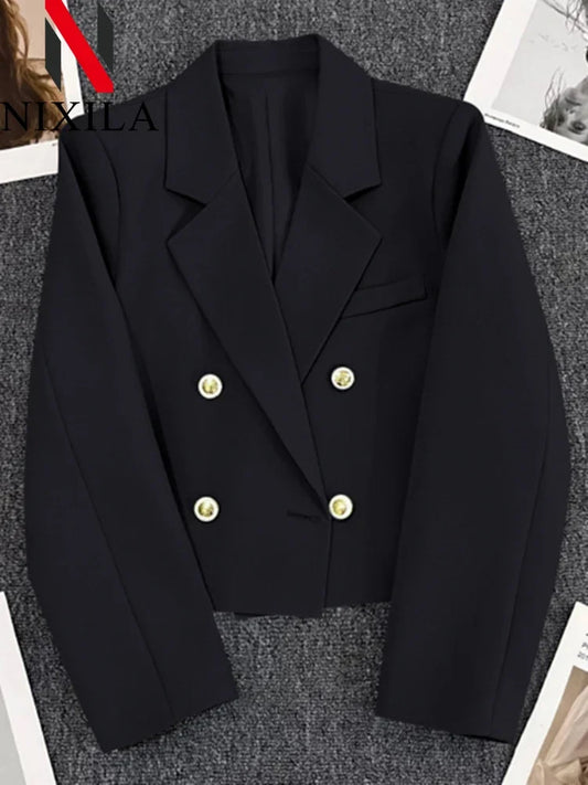 Short Cropped Fashioned Blazer /Office Lady Jacket/Fashion Coats Chic Elegant Outerwears Women's Clothes.