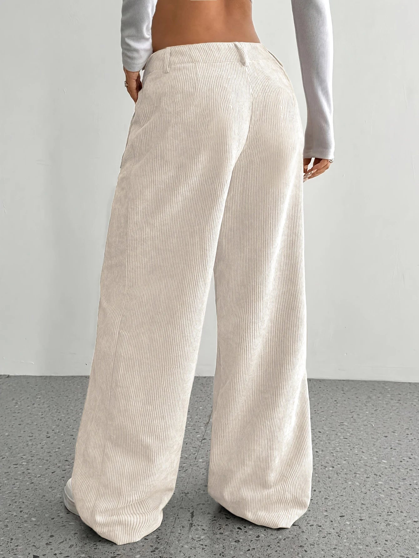 High Waist Corduroy Wide Leg Pant’s/Casual Long Trousers with Pockets/Ladies Fashionable Relaxed Fit Bottom’s.
