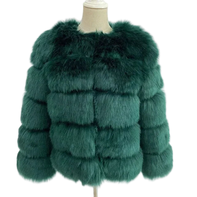 Faux Fur Coat’s For Winter/Women Short Coat Y2k Warm Furry Outerwear/O~Neck Knitted Puffy Warm Coat’s.