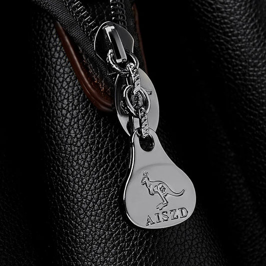 Elegant Genuine Leather Tote Handbag – Luxury Pattern Shoulder Bag with Braided Handle & Adjustable Strap