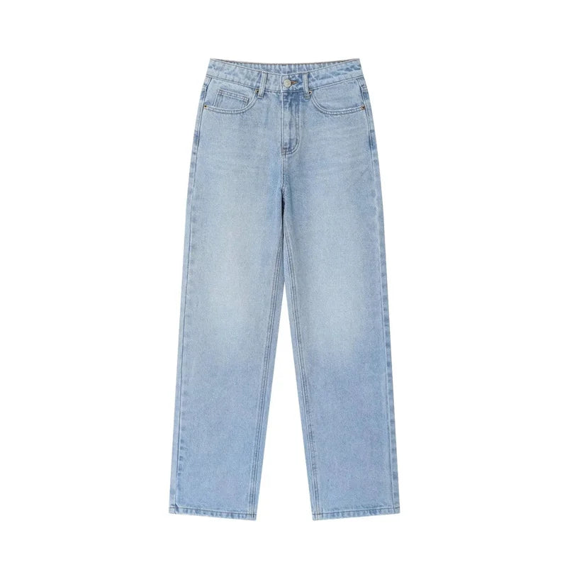 Women’s High-Waisted Straight-Leg Jeans – Classic Relaxed Fit Denim Pants