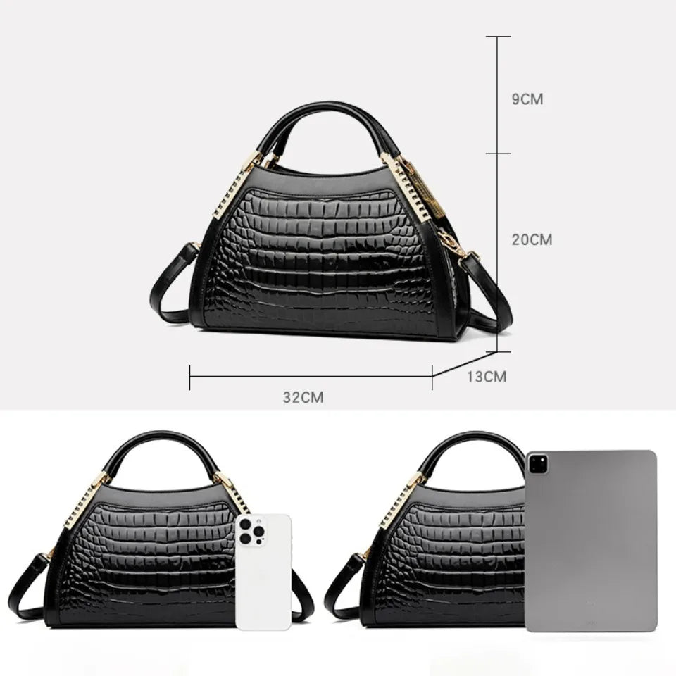 Alligator Patent Leather Shoulder Crossbody Hand Bags for/Luxury Designer Hobos Two Layers Sac.