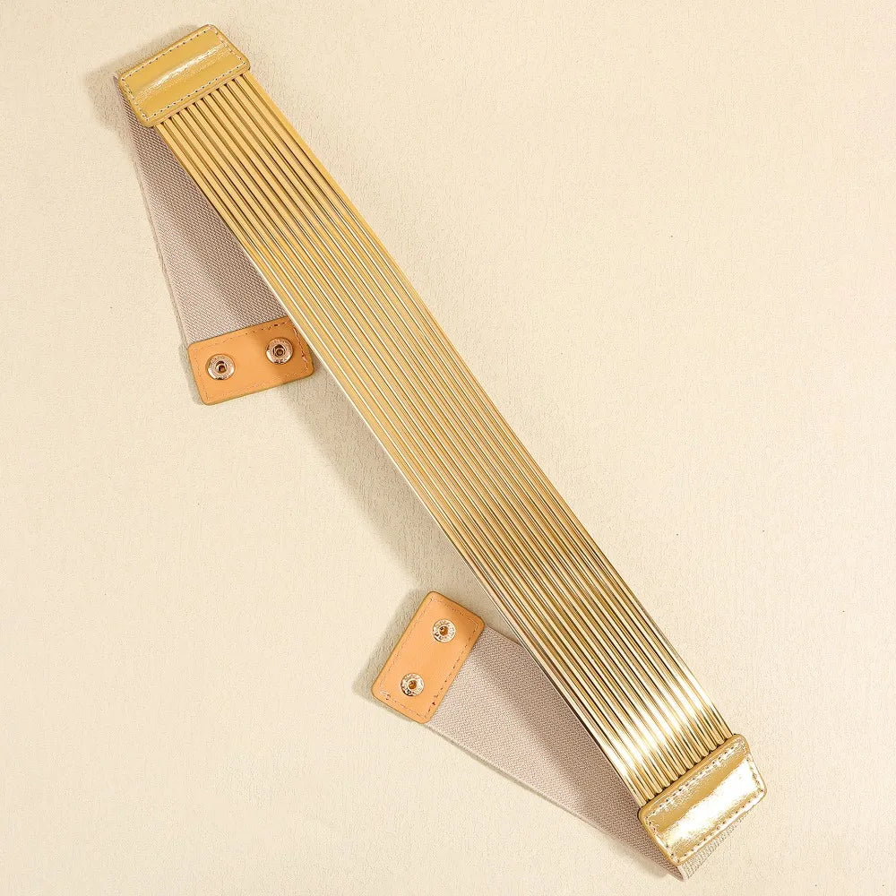 Fashioned Gold Waist Belt/Ladies Golden Buttoning Belt/Tight Waistband Fashion Accessory for Women.