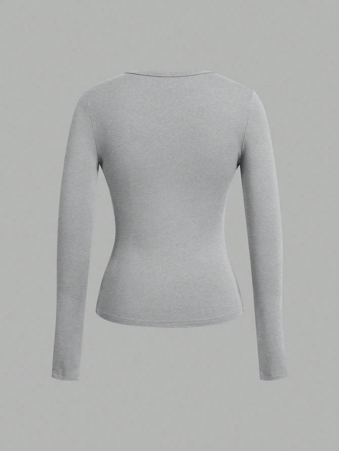 Long-Sleeve V-Neck Fitted Top – Soft Stretch Everyday Essential