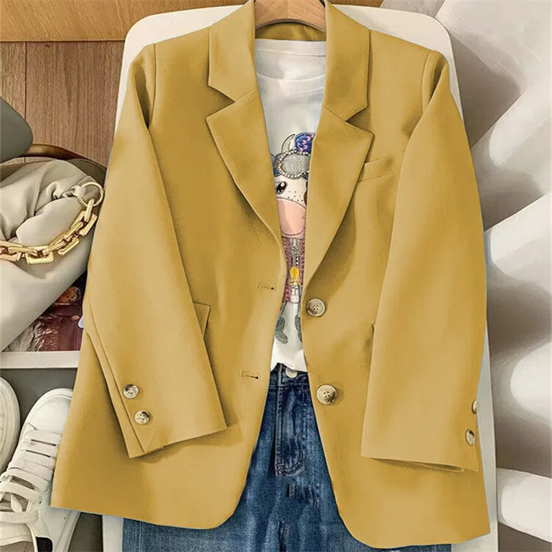 Autumn Vintage Button up Blazer/Long Sleeve Casual Slim Outerwear/V-Neck Style/Broadcloth Blazer.