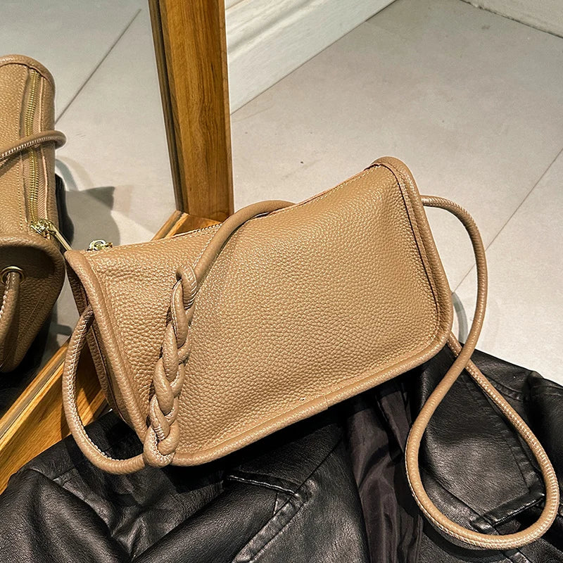 Modern Blend Boutique™ | Luxe Genuine Cowhide Leather Crossbody Bag – Premium Braided Strap Shoulder Purse for Women