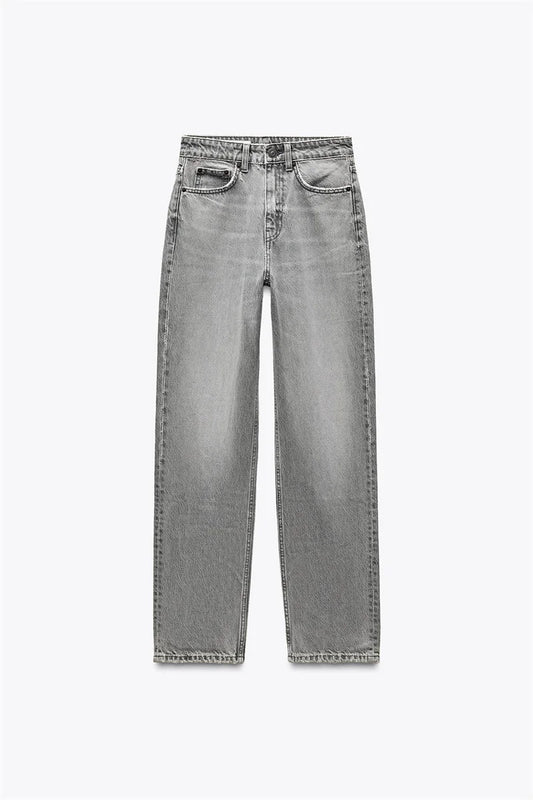 Women’s High-Waisted Straight-Leg Jeans – Classic Relaxed Fit Denim Pants