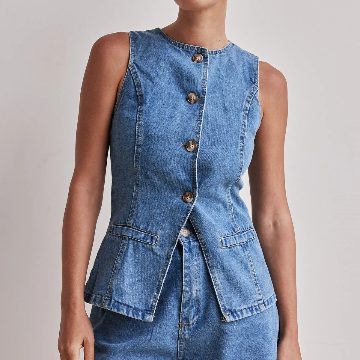 Timeless Denim Elegance™ Two-Piece Set