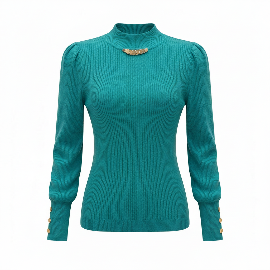 Elegant Solid Colored Button Sleeve Sweater’s/Women's Clothing/Autumn Winter Loose All-match Pullover’s.