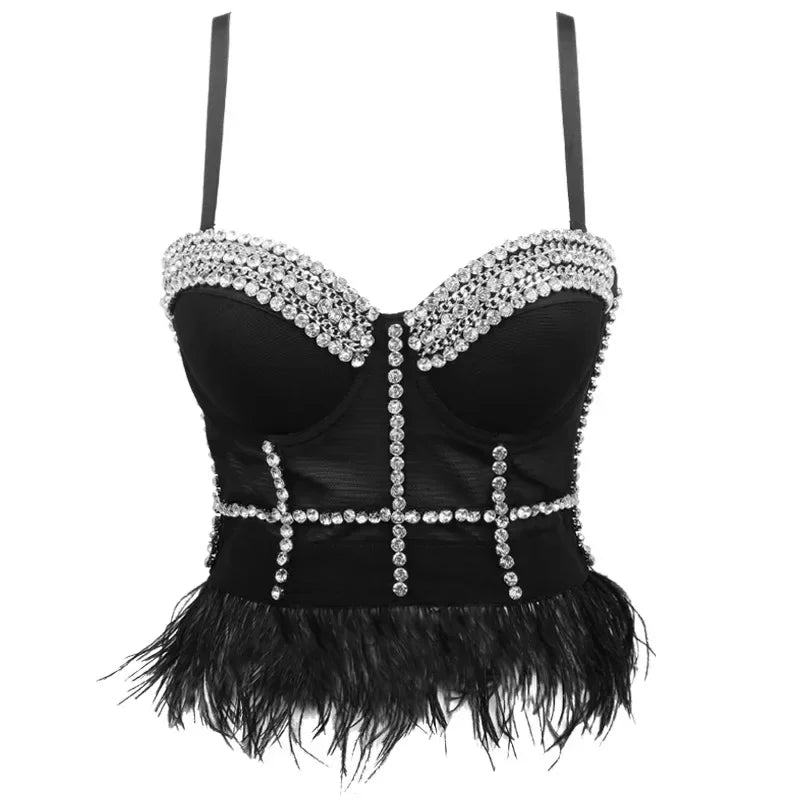 Fashion Sequined Tank Top/Shiny Shaper Push Up Bra/Sexy Halter Cropped Top/Bralette Corset Camis.