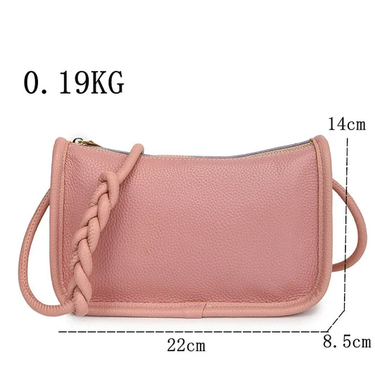 Modern Blend Boutique™ | Luxe Genuine Cowhide Leather Crossbody Bag – Premium Braided Strap Shoulder Purse for Women