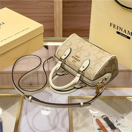 Luxury Monogram Mini Satchel Handbag with Top Handle & Crossbody Strap – Brown Designer-Style Women’s Bag