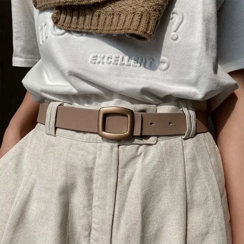 Luxury Genuine Leather Belt’s/Designer Jeans Belt/Female Waistband Fashion/Square Metal Buckle Belt.