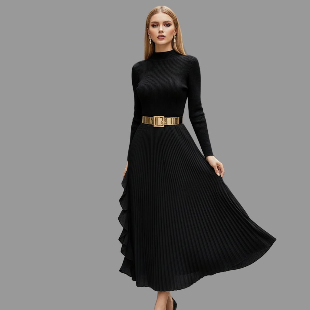 Solid Autumn Winter Skirt/Women/Elastic High Waist A-line Pleated Skirt Midi Skirt Female Elegant Skirts/Med Stretched.