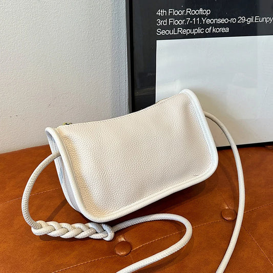 Modern Blend Boutique™ | Luxe Genuine Cowhide Leather Crossbody Bag – Premium Braided Strap Shoulder Purse for Women