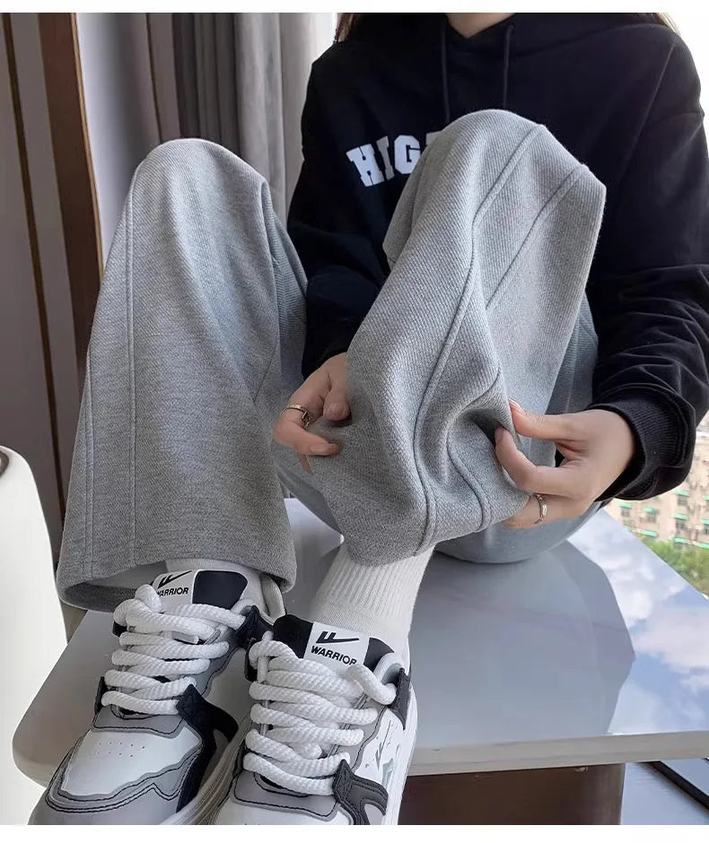 Solid Narrow Wide-leg Pant’s/High Waist Drooping Slim Casual Straight American Sport’s.