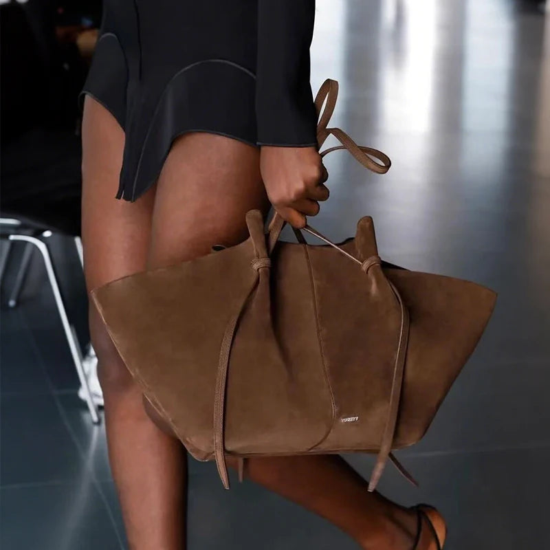 Luxury Faux Suede Tote Bag – Large Capacity Minimalist Shoulder Bag | Modern Blend Boutique
