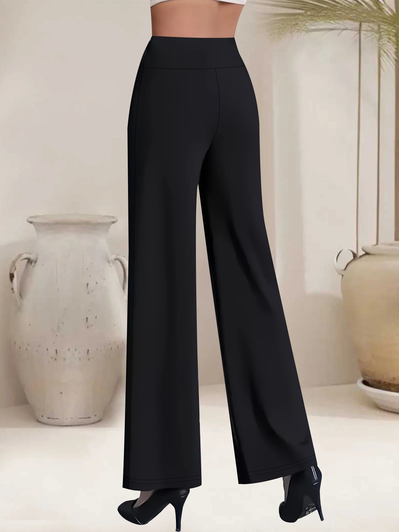 Flared wide leg waisted pants/Modern style pants for women/versatile for spring, summer, autumn, winter, office wear.